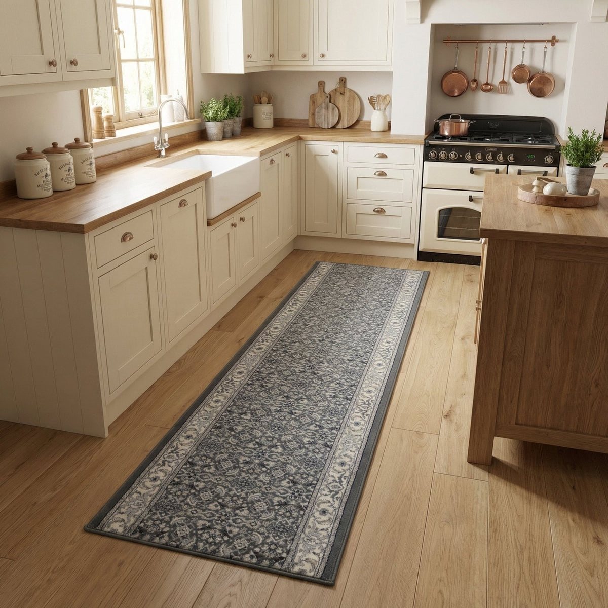 Ancient Garden Gray/Cream 57011-5666 Kitchen Runner