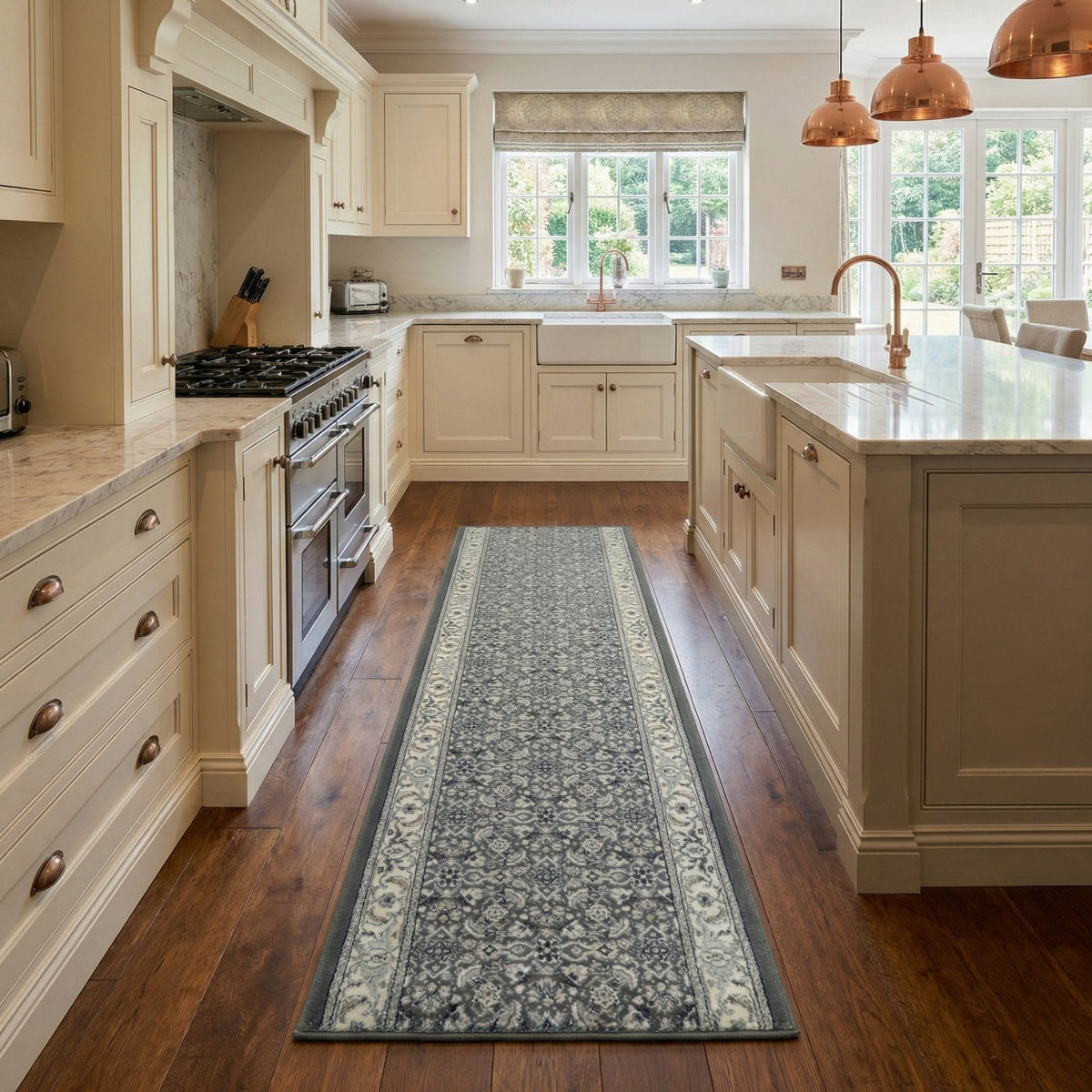 Ancient Garden Gray/Cream 57011-5666 Kitchen Runner