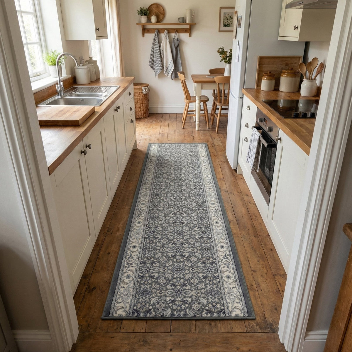 Ancient Garden Gray/Cream 57011-5666 Kitchen Runner