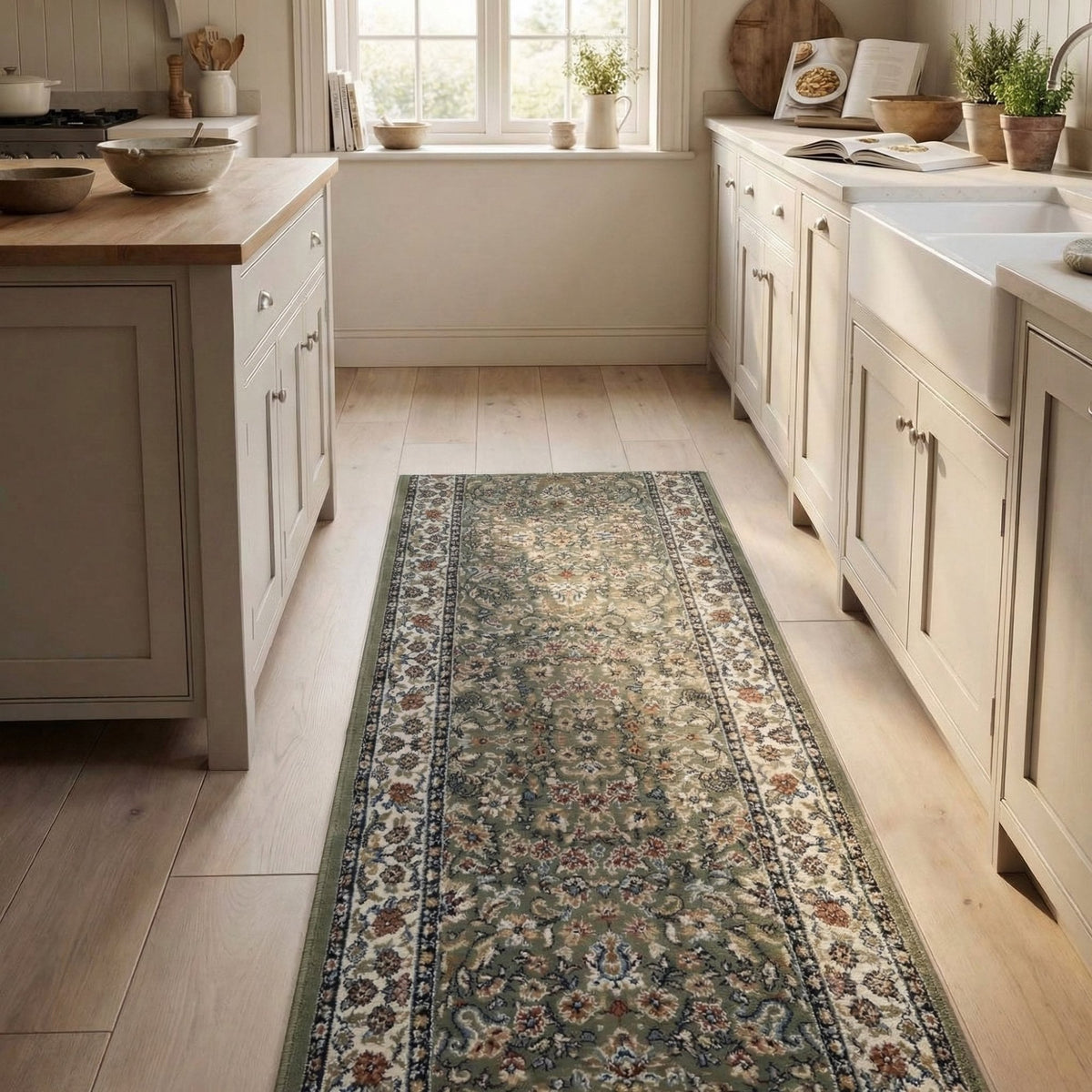 Ancient Garden Green/Ivory 57078-4444 Kitchen Runner