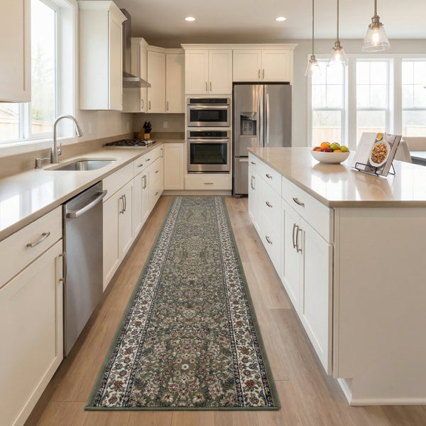 Ancient Garden Green/Ivory 57078-4444 Kitchen Runner