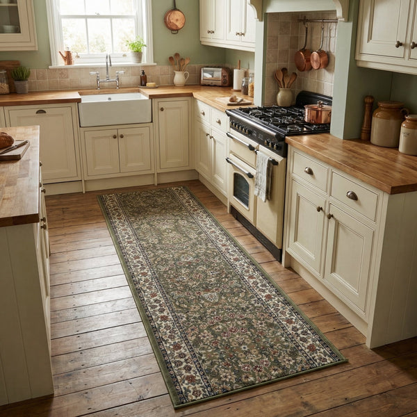 Ancient Garden Green/Ivory 57078-4444 Kitchen Runner