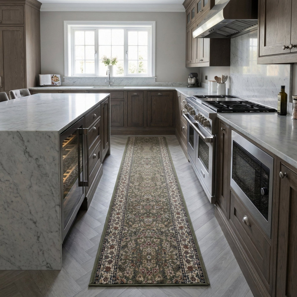 Ancient Garden Green/Ivory 57078-4444 Kitchen Runner