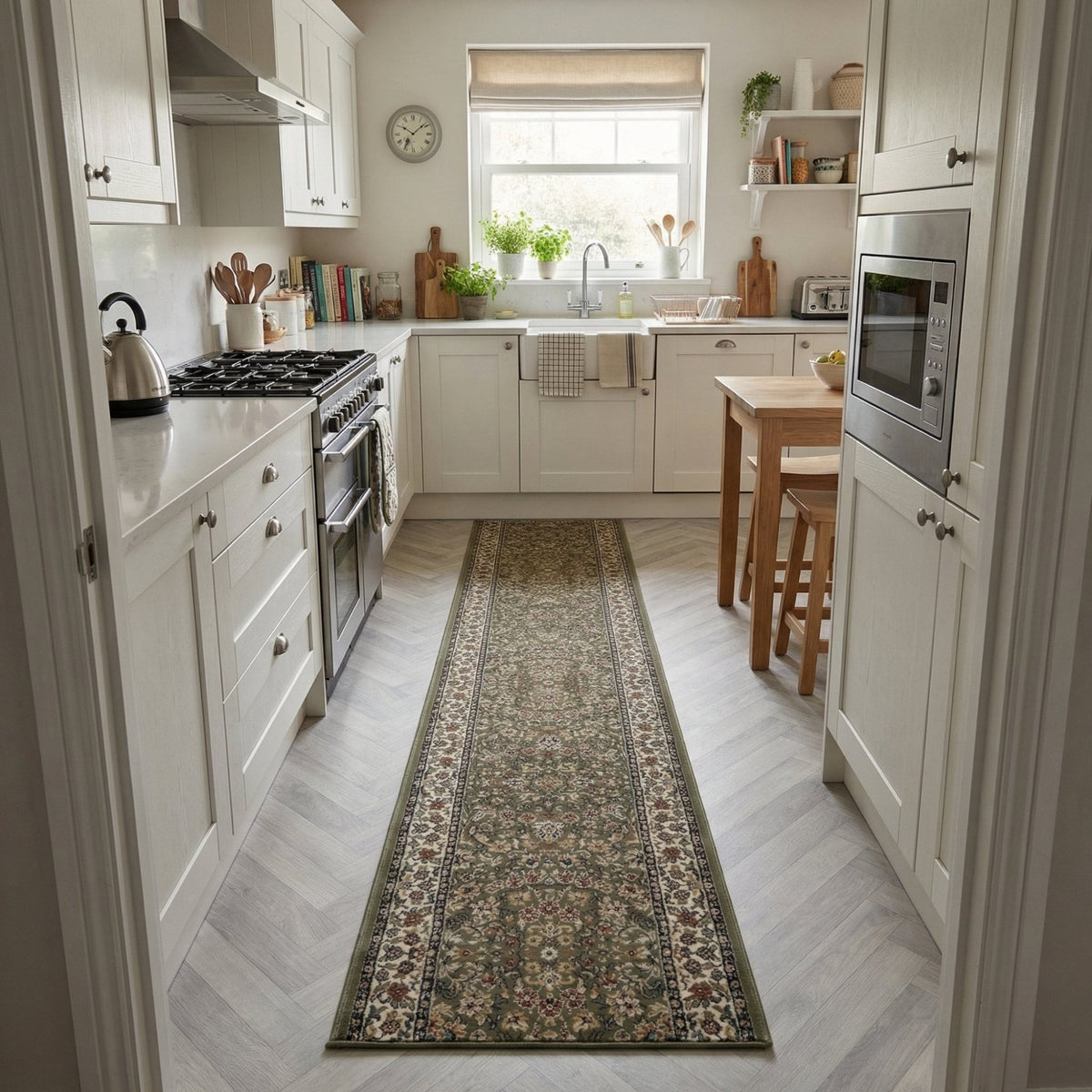 Ancient Garden Green/Ivory 57078-4444 Kitchen Runner