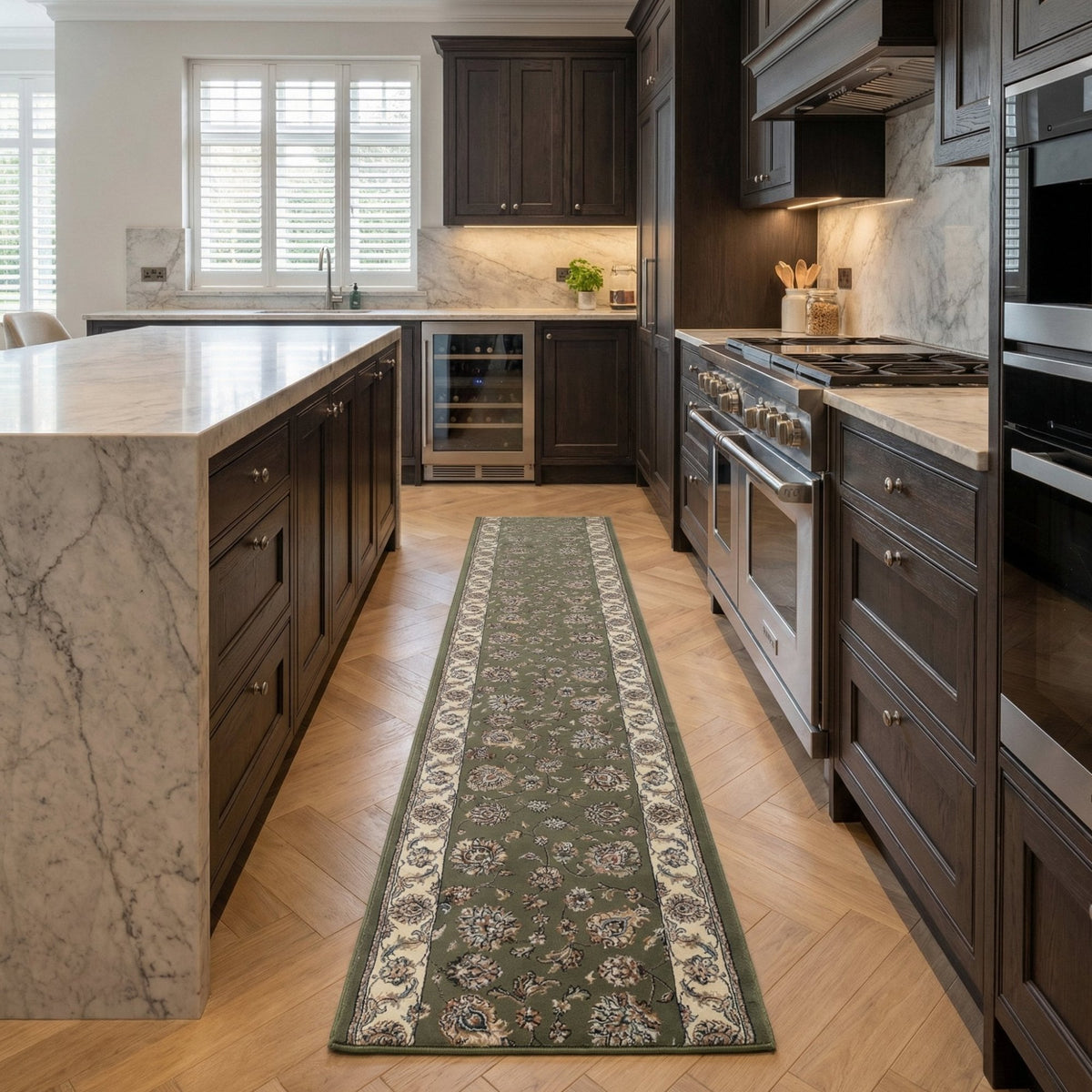 Ancient Garden Green/Ivory 57365-4464 Kitchen Runner