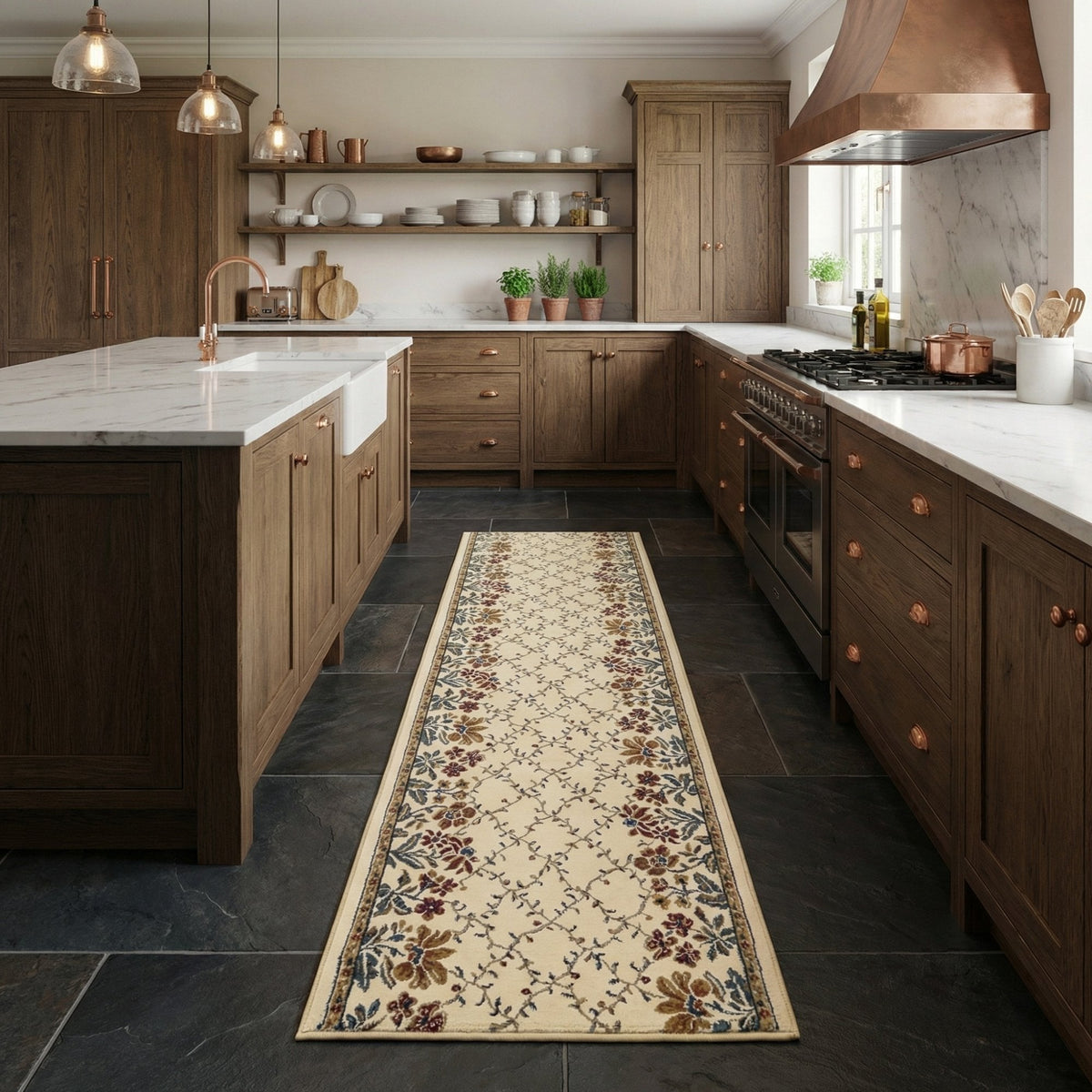Ancient Garden Ivory 57084-6464 Kitchen Runner