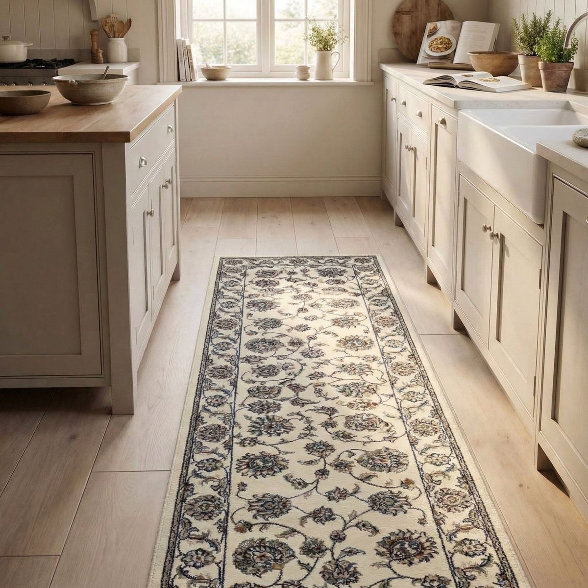 Ancient Garden Ivory/Ivory 57365-6464 Kitchen Runner