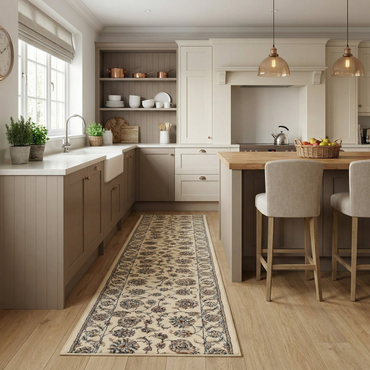 Ancient Garden Ivory/Ivory 57365-6464 Kitchen Runner