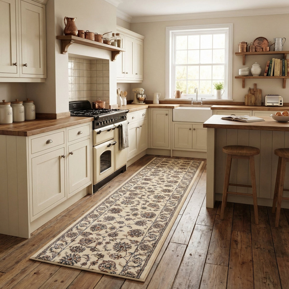 Ancient Garden Ivory/Ivory 57365-6464 Kitchen Runner