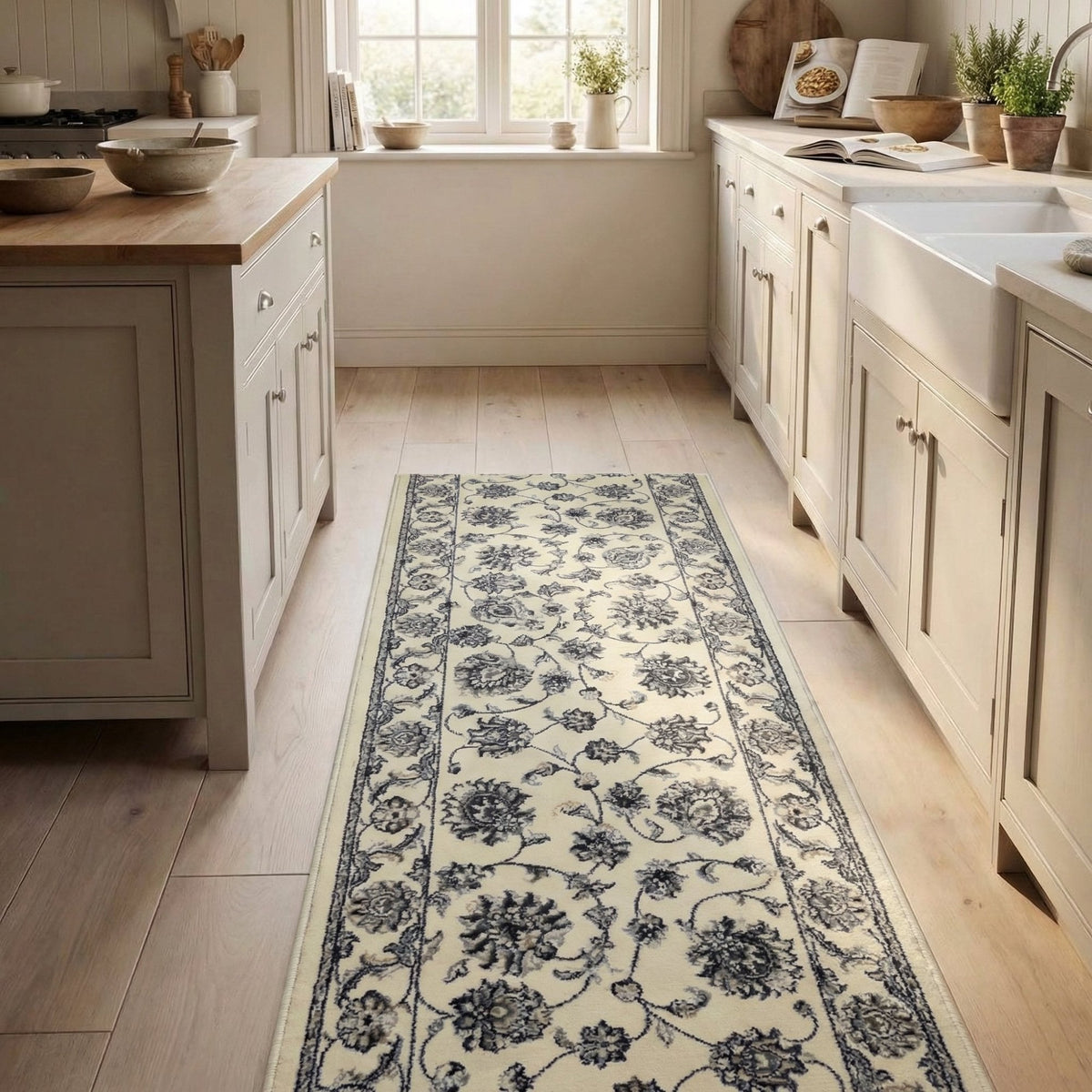 Ancient Garden Ivory/Ivory 57365-6666 Kitchen Runner