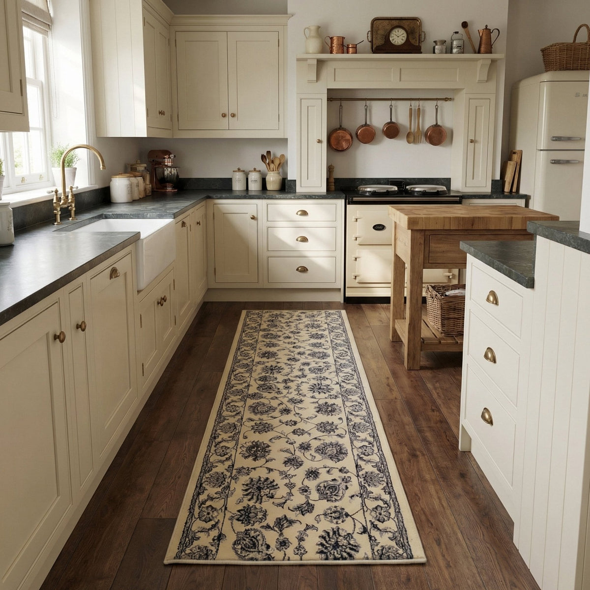 Ancient Garden Ivory/Ivory 57365-6666 Kitchen Runner