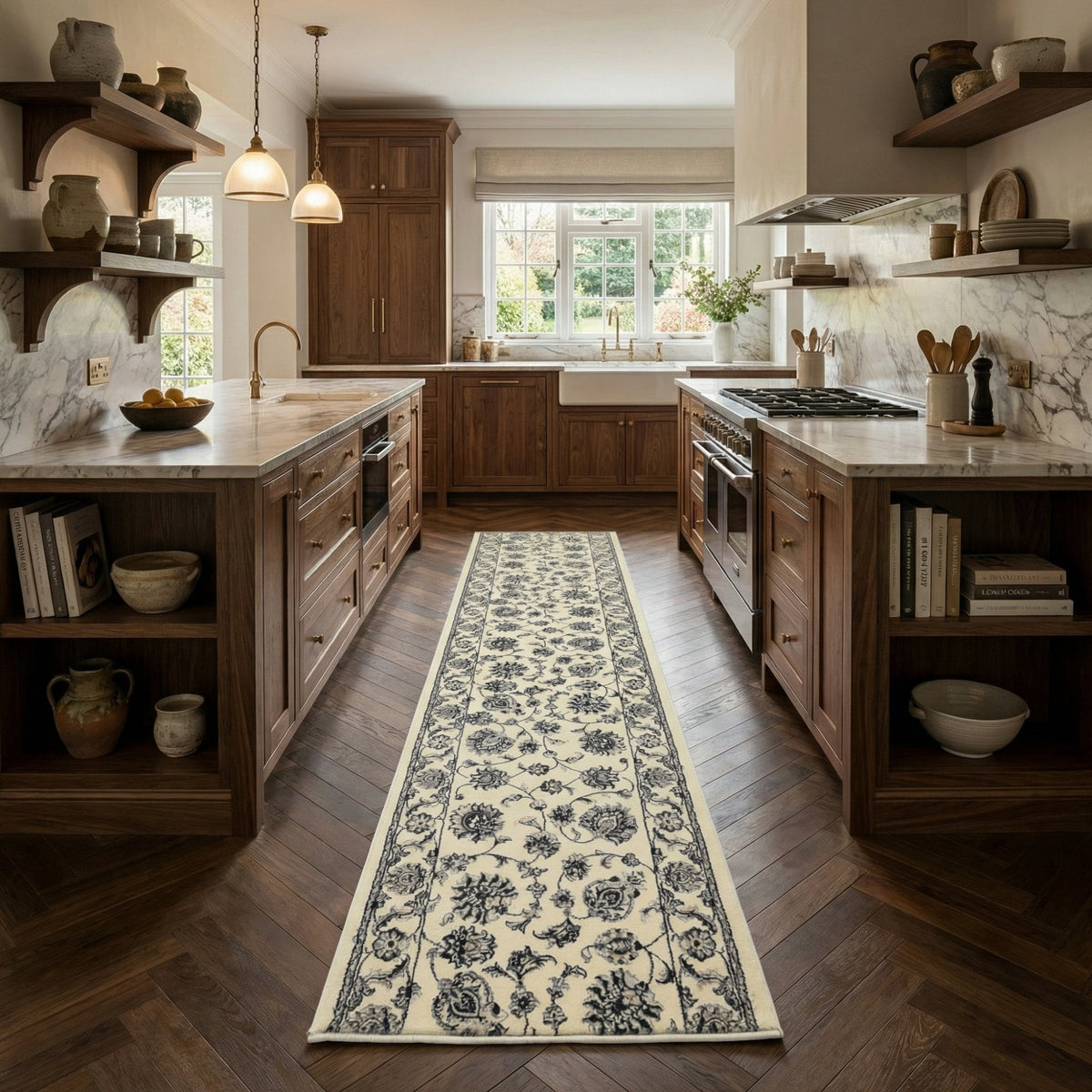 Ancient Garden Ivory/Ivory 57365-6666 Kitchen Runner