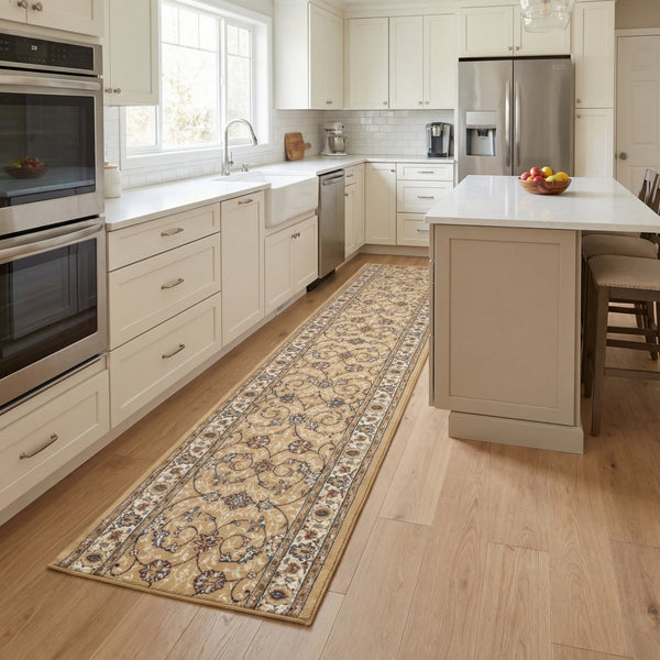 Ancient Garden Light Gold/Ivory 57120-2464 Kitchen Runner