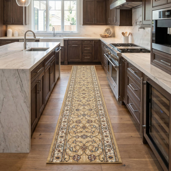 Ancient Garden Light Gold/Ivory 57120-2464 Kitchen Runner