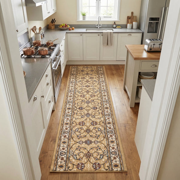 Ancient Garden Light Gold/Ivory 57120-2464 Kitchen Runner