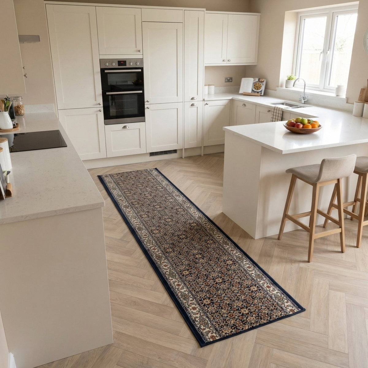 Ancient Garden Navy 57011-3464 Kitchen Runner