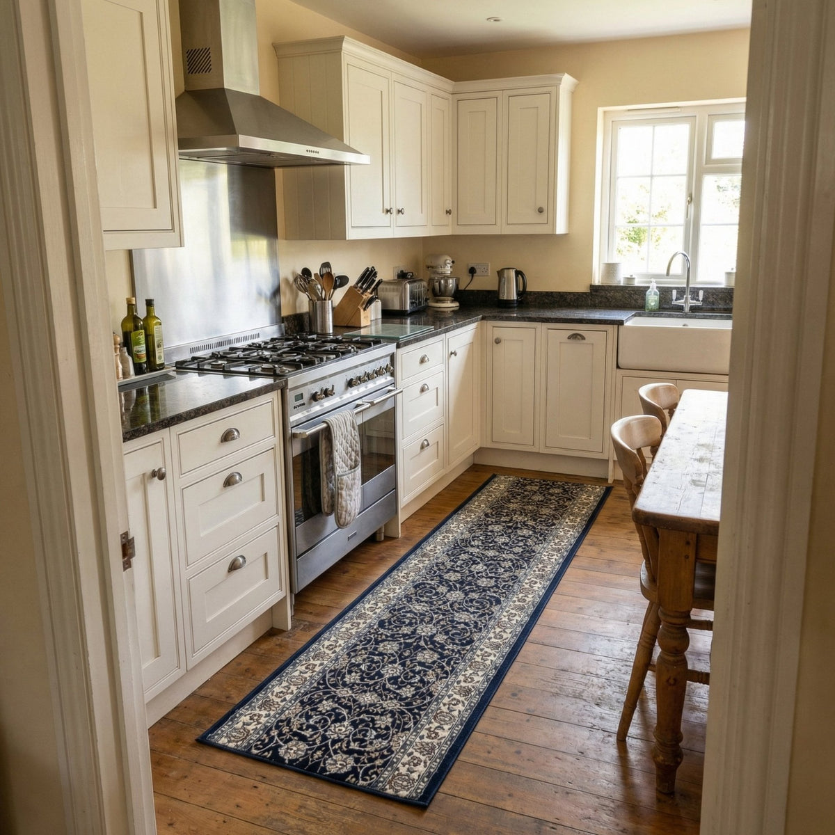 Ancient Garden Navy 57120-3464 Kitchen Runner