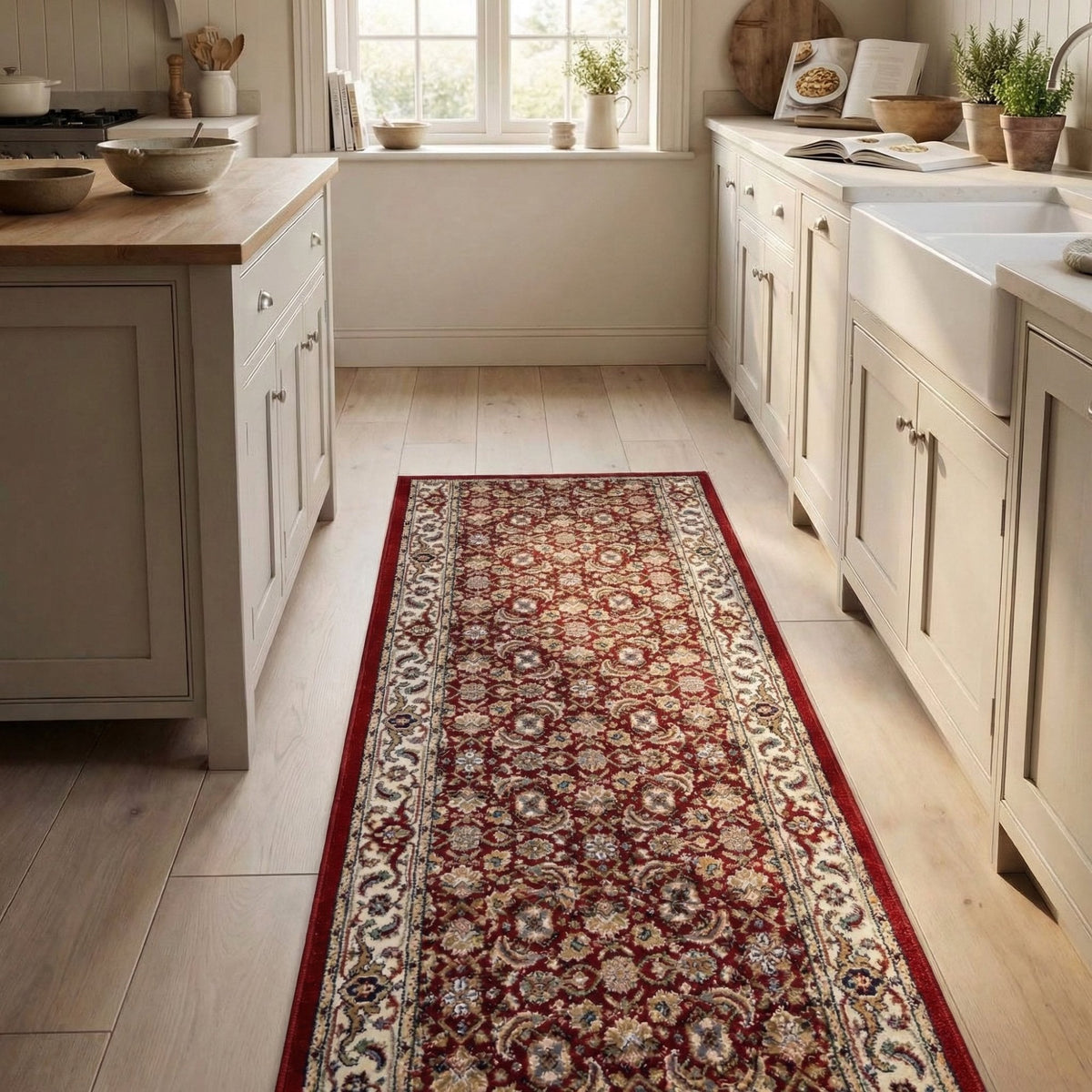 Ancient Garden Red/Ivory 57011-1414 Kitchen Runner