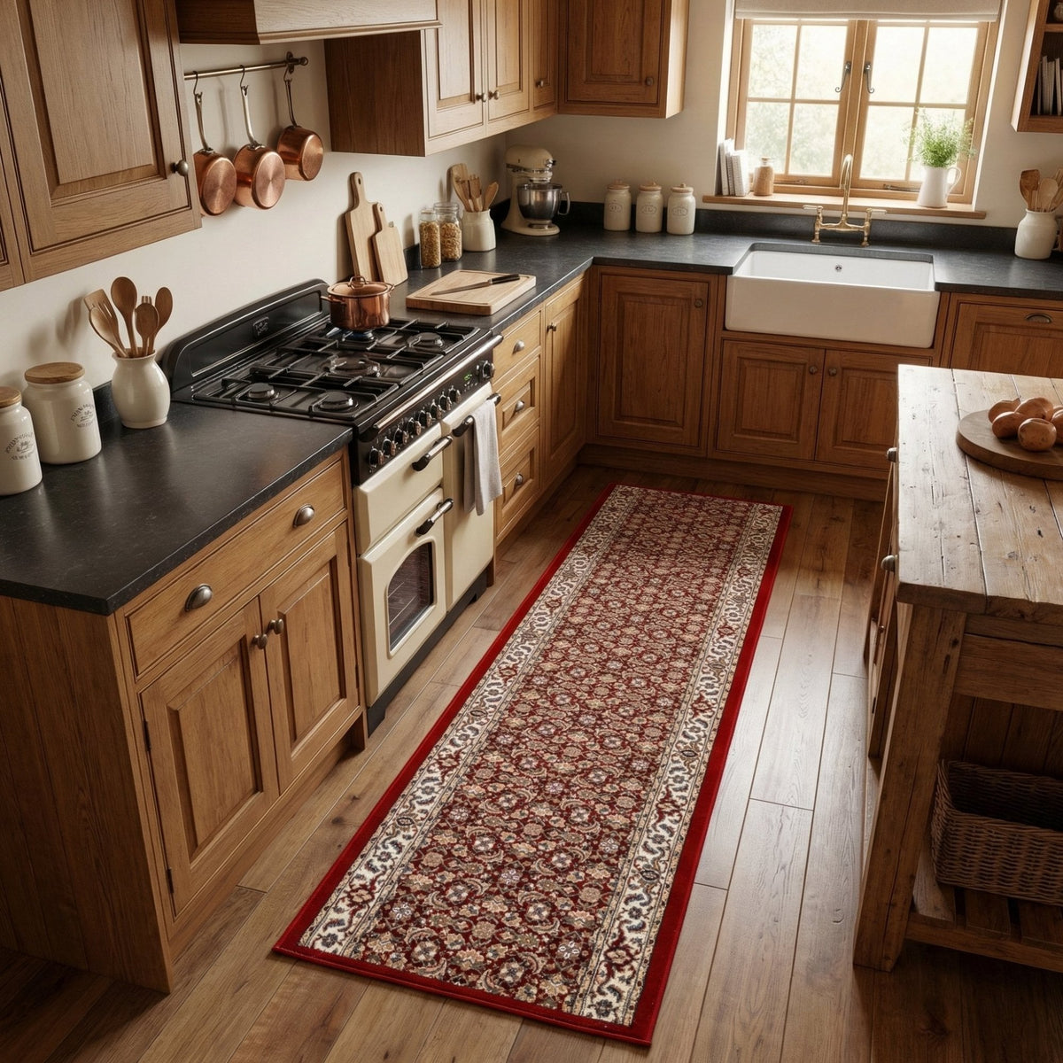 Ancient Garden Red/Ivory 57011-1414 Kitchen Runner
