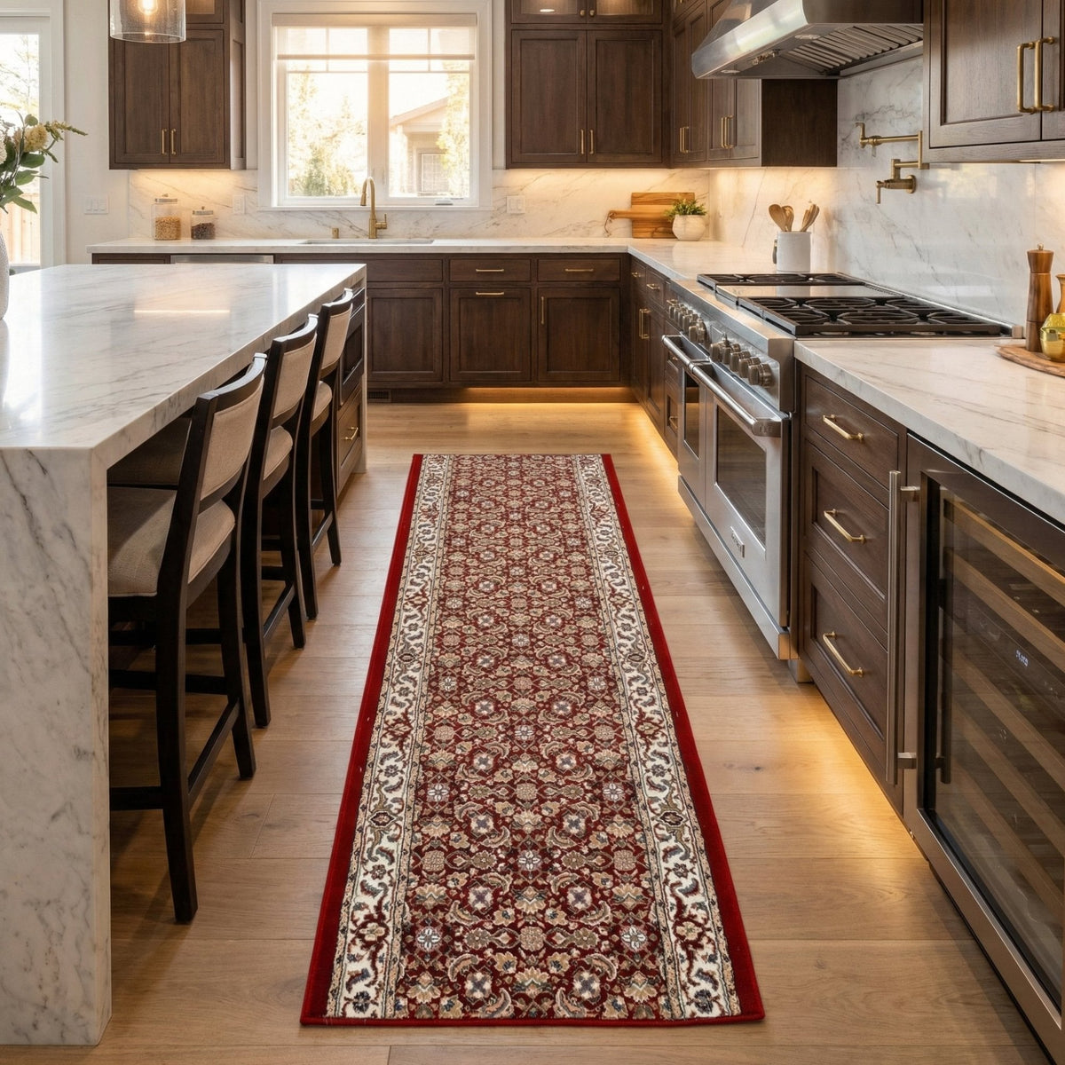 Ancient Garden Red/Ivory 57011-1414 Kitchen Runner