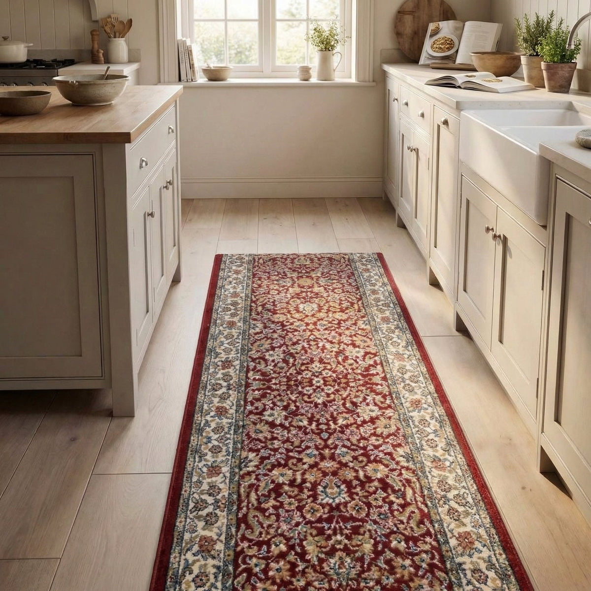 Ancient Garden Red/Ivory 57078-1414 Kitchen Runner