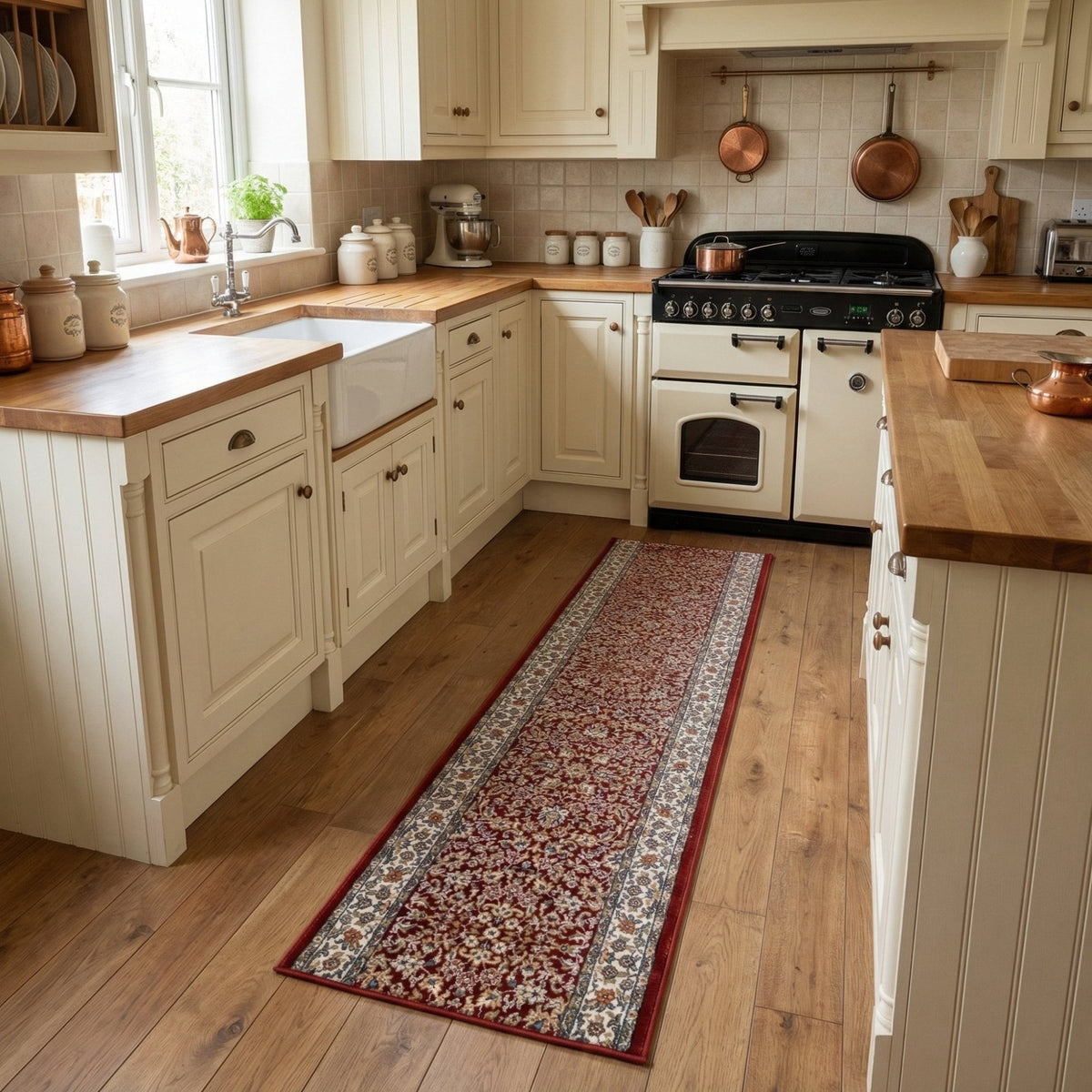 Ancient Garden Red/Ivory 57078-1414 Kitchen Runner