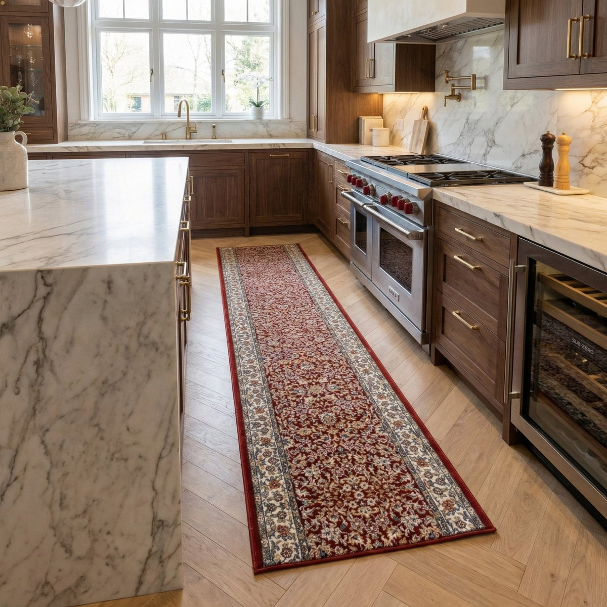 Ancient Garden Red/Ivory 57078-1414 Kitchen Runner