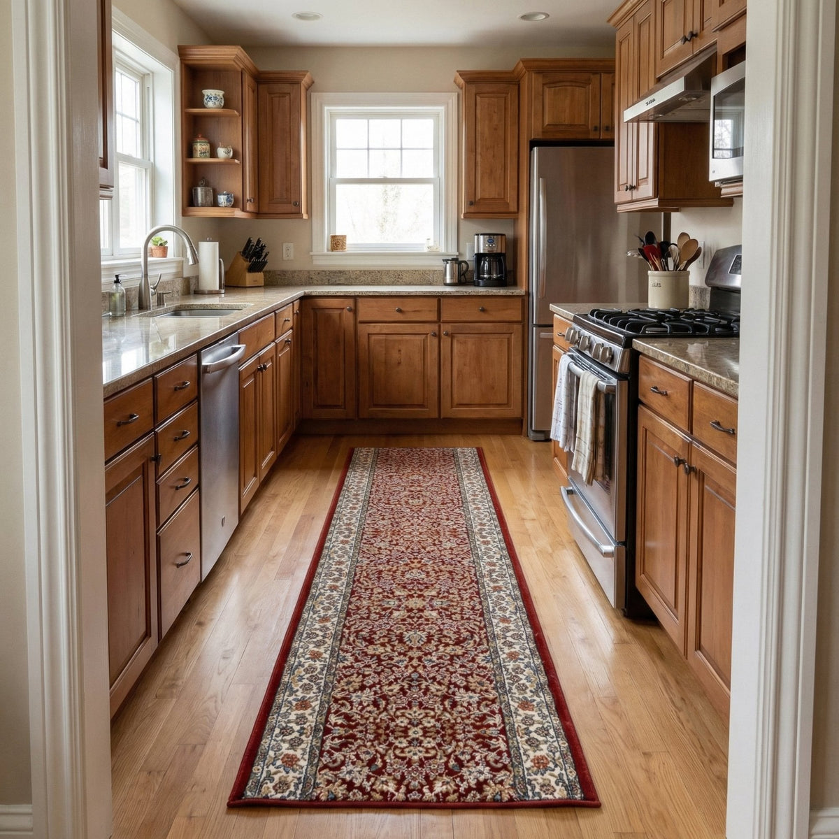 Ancient Garden Red/Ivory 57078-1414 Kitchen Runner