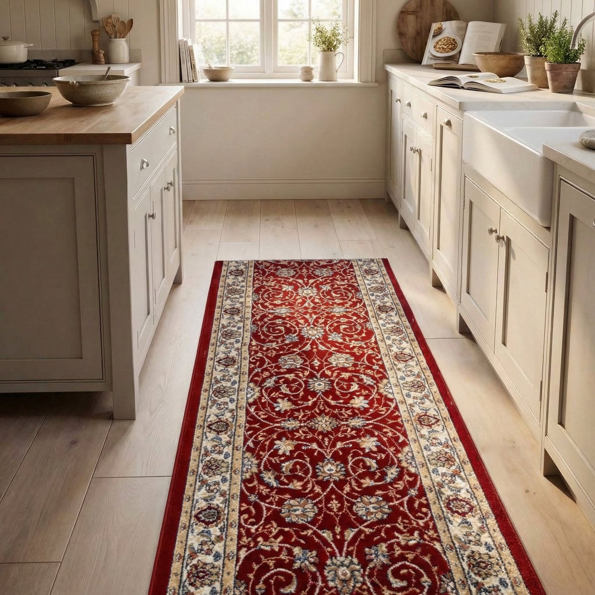 Ancient Garden Red/Ivory 57120-1464 Kitchen Runner