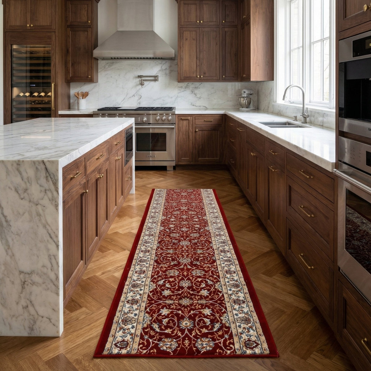 Ancient Garden Red/Ivory 57120-1464 Kitchen Runner