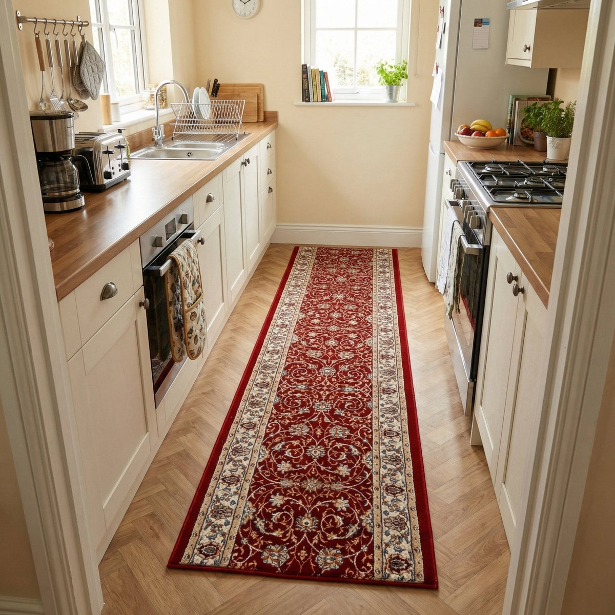 Ancient Garden Red/Ivory 57120-1464 Kitchen Runner