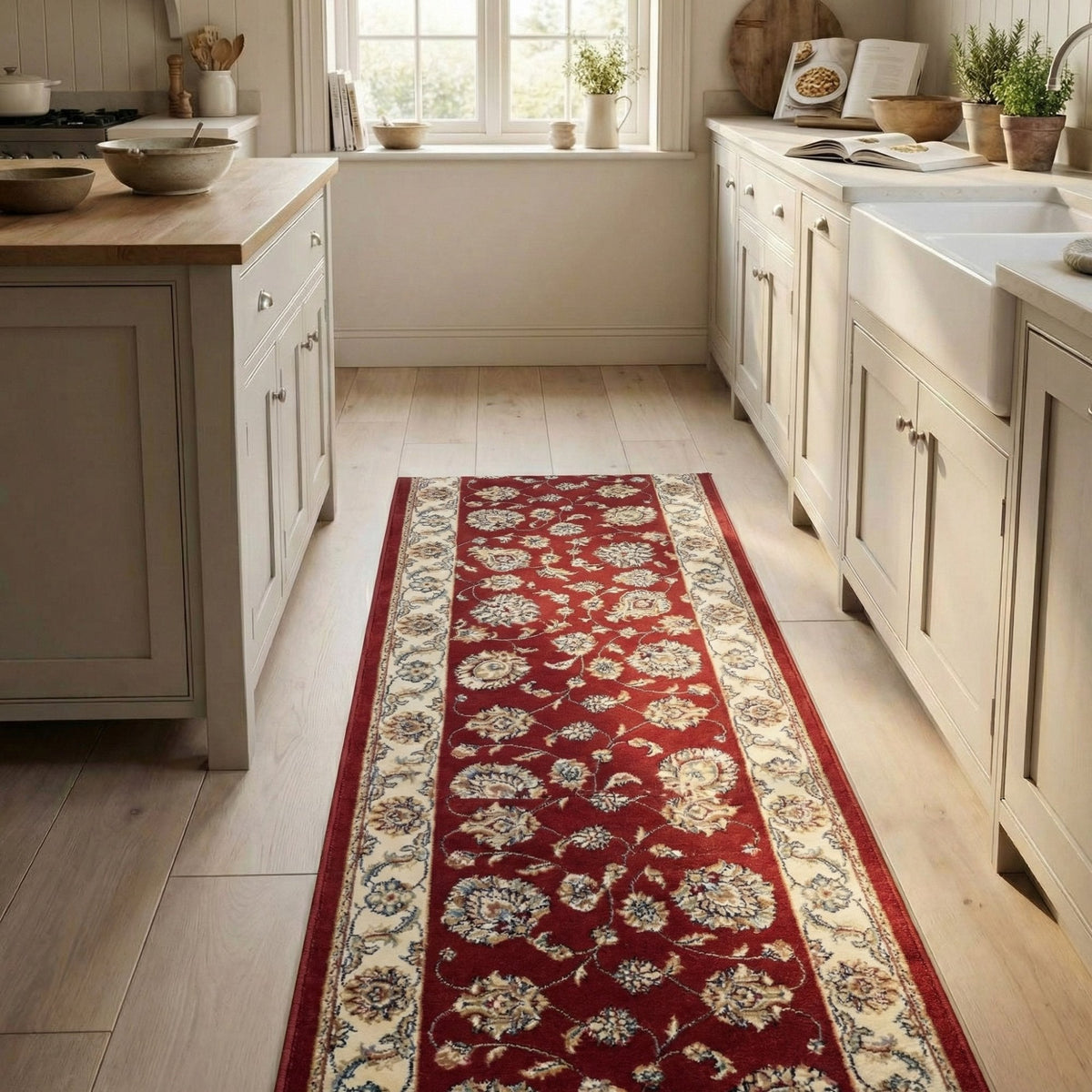 Ancient Garden Red/Ivory 57365-1464 Kitchen Runner