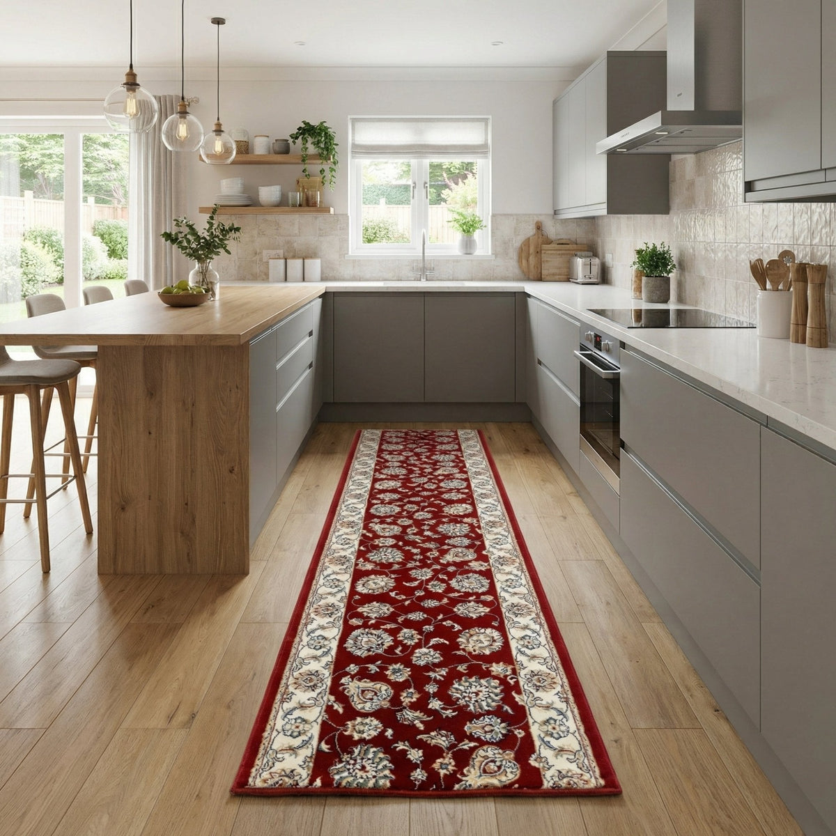 Ancient Garden Red/Ivory 57365-1464 Kitchen Runner