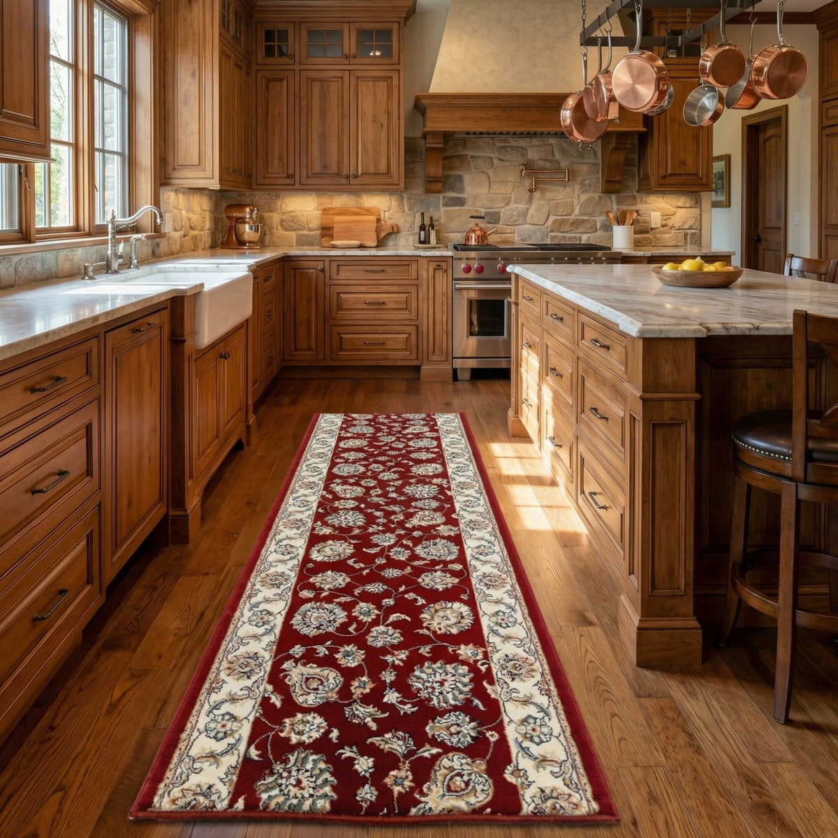 Ancient Garden Red/Ivory 57365-1464 Kitchen Runner