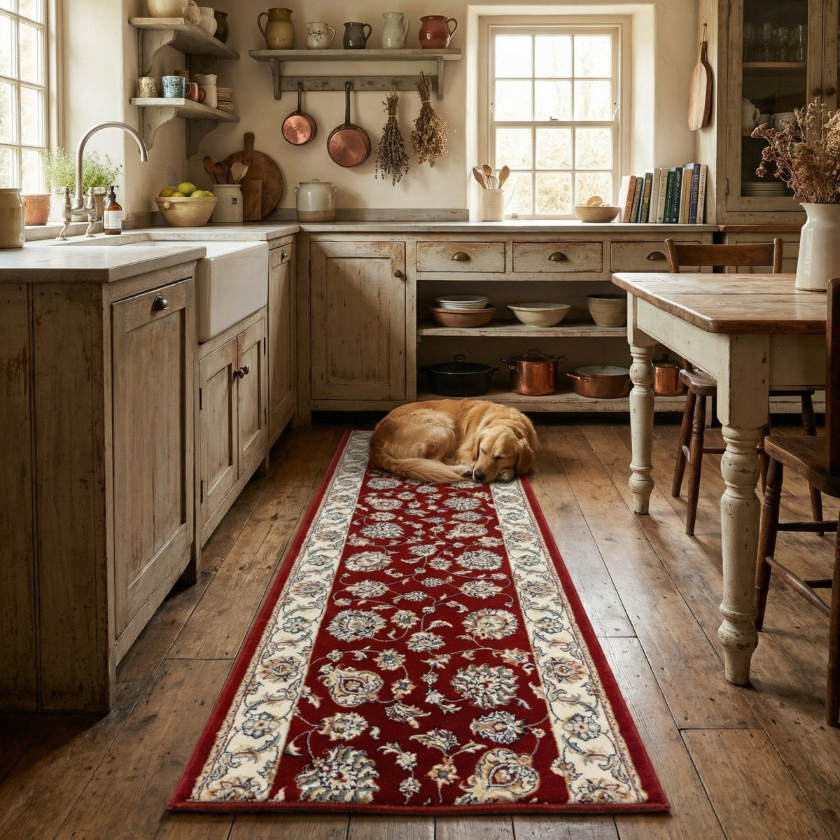 Ancient Garden Red/Ivory 57365-1464 Kitchen Runner