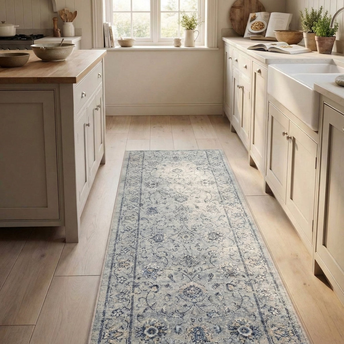 Ancient Garden Silver/Gray 57126-9696 Kitchen Runner
