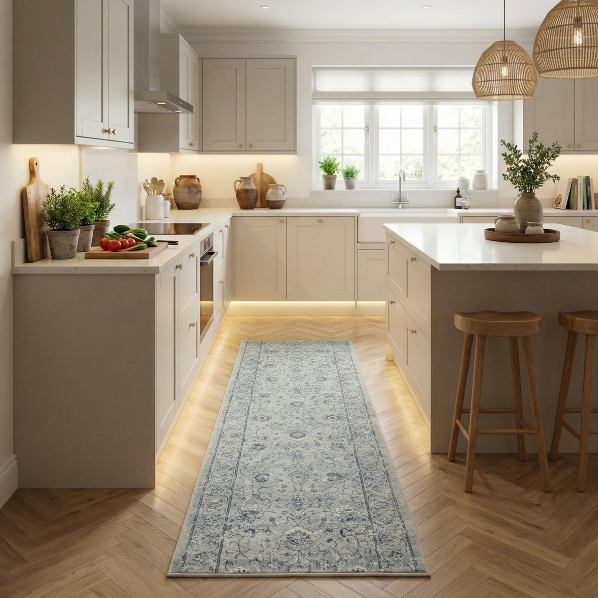Ancient Garden Silver/Gray 57126-9696 Kitchen Runner