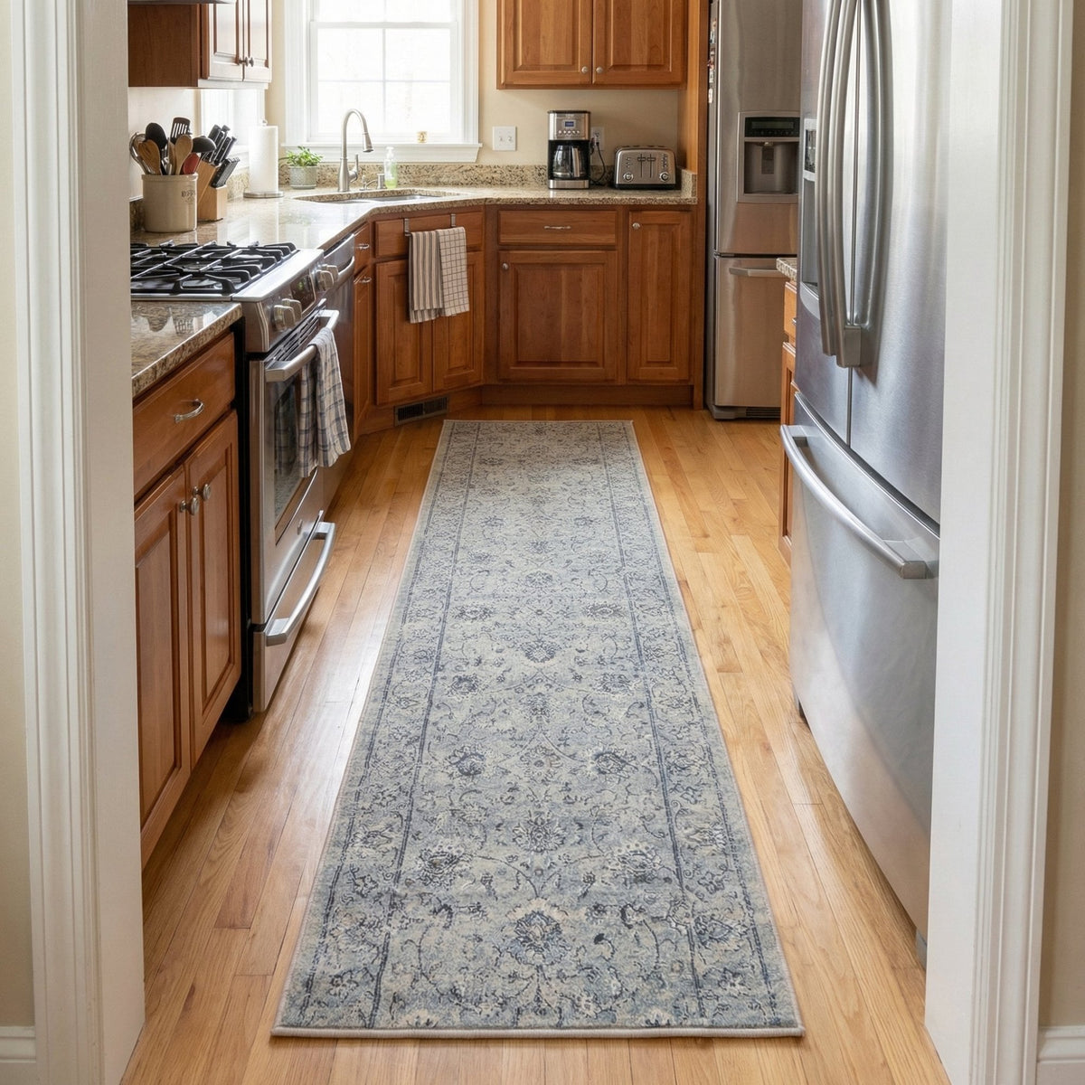 Ancient Garden Silver/Gray 57126-9696 Kitchen Runner