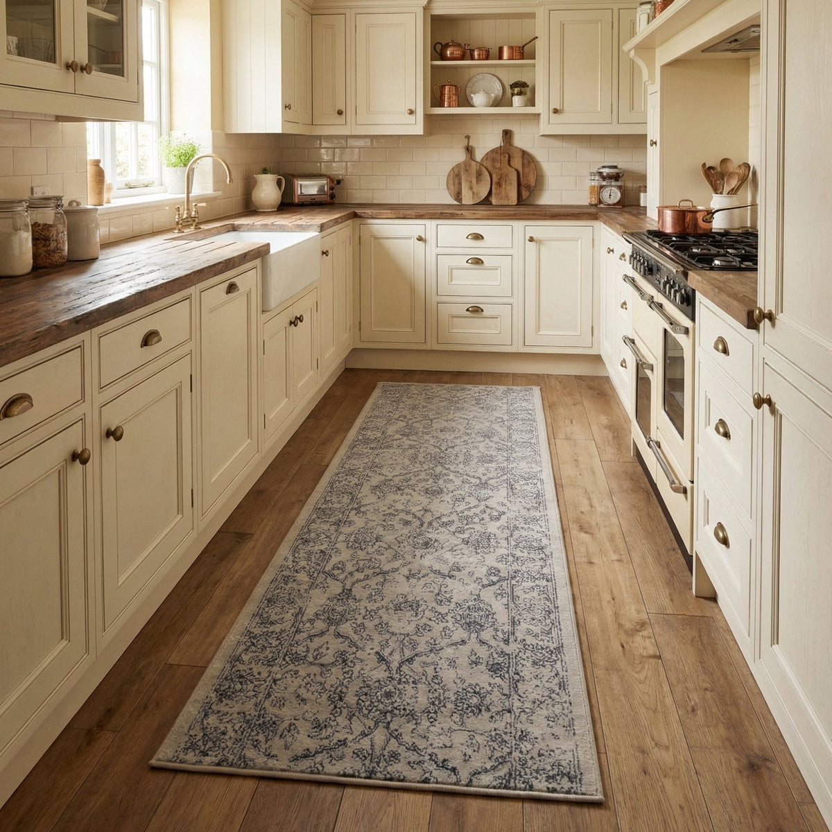 Ancient Garden Silver/Gray 57136-9696 Kitchen Runner