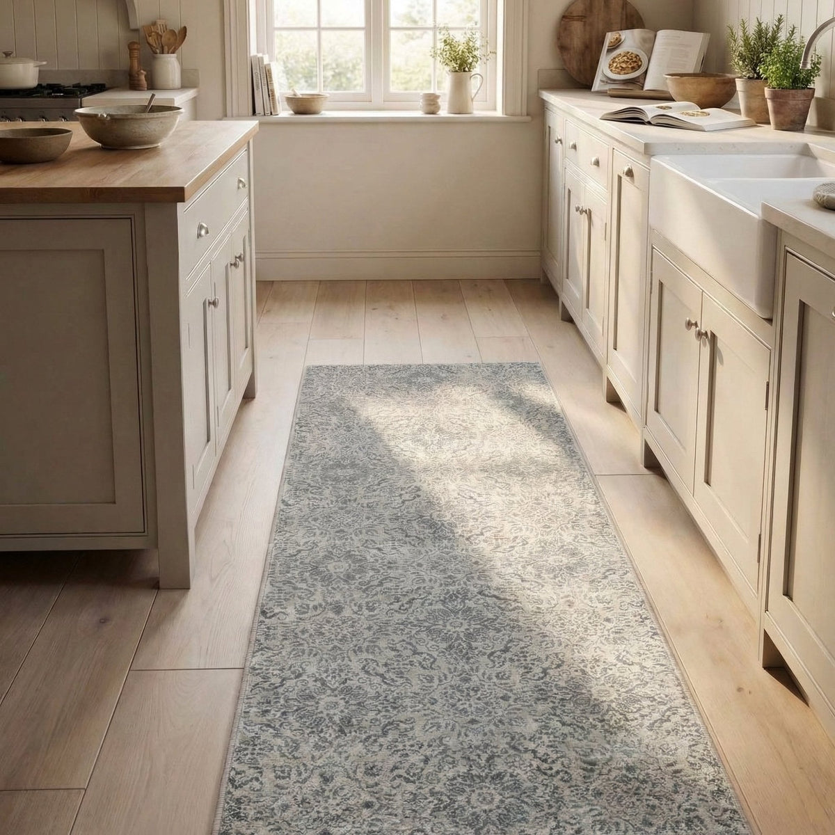 Ancient Garden Silver/Gray 57162-9646 Kitchen Runner