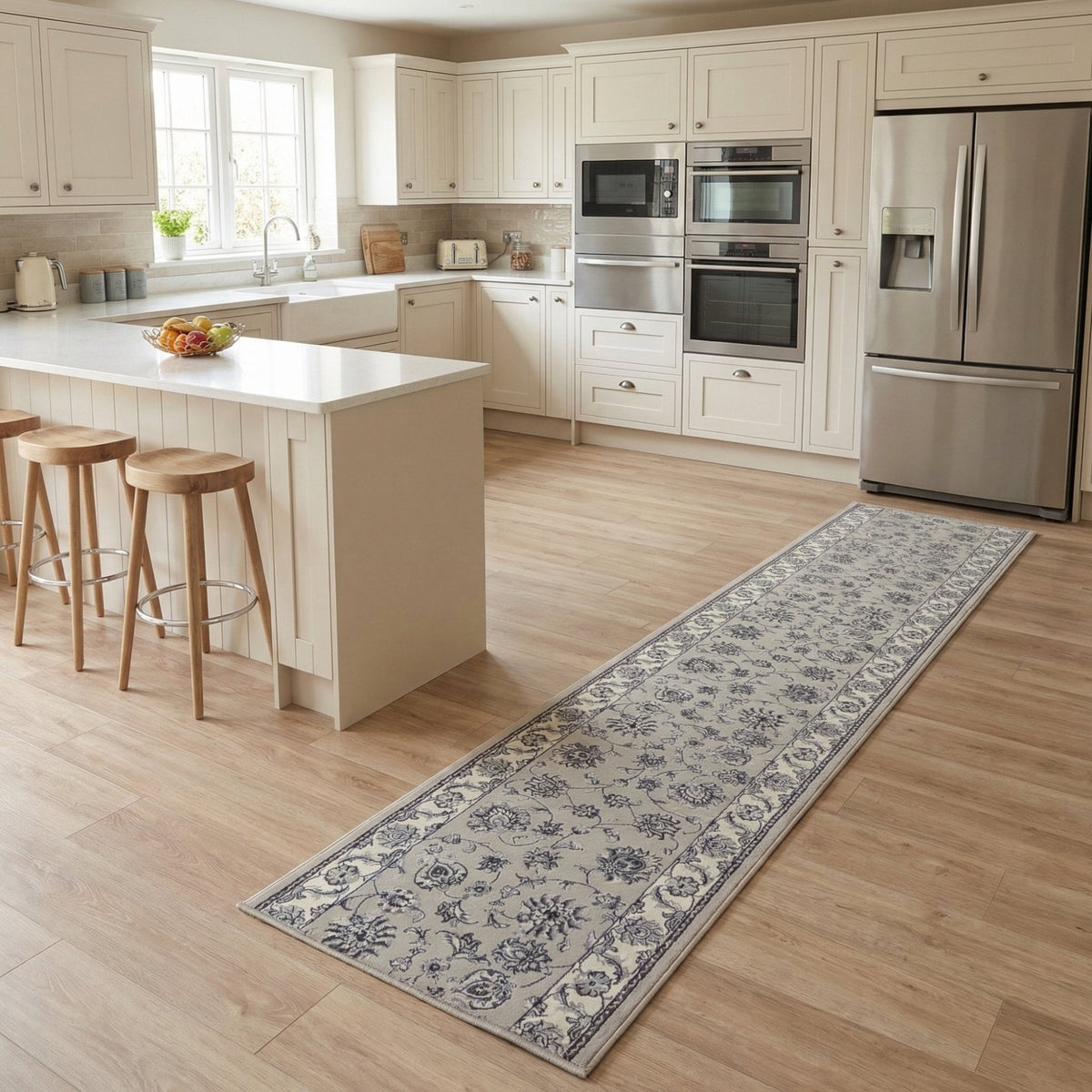 Ancient Garden Soft Gray/Cream 57365-9666 Kitchen Runner
