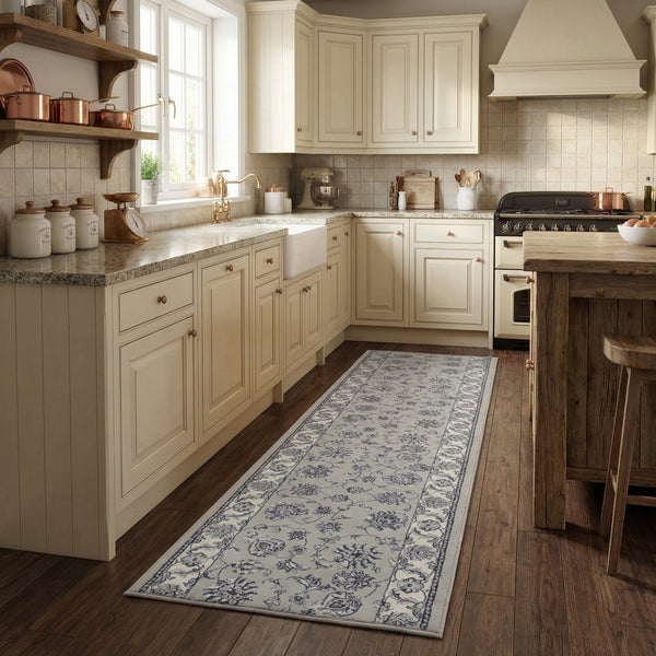 Ancient Garden Soft Gray/Cream 57365-9666 Kitchen Runner