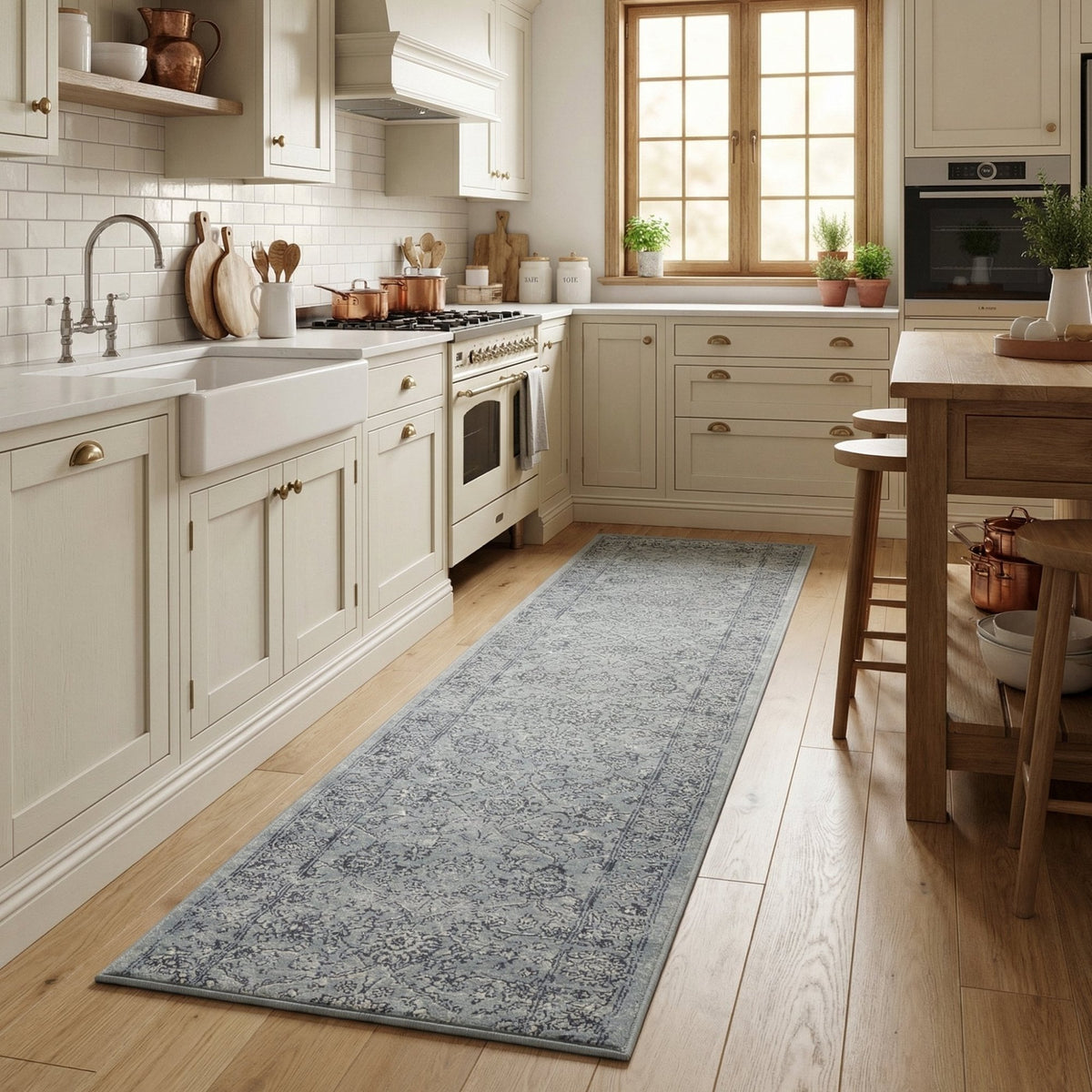 Ancient Garden Steel Blue/Cream 57136-4646 Kitchen Runner