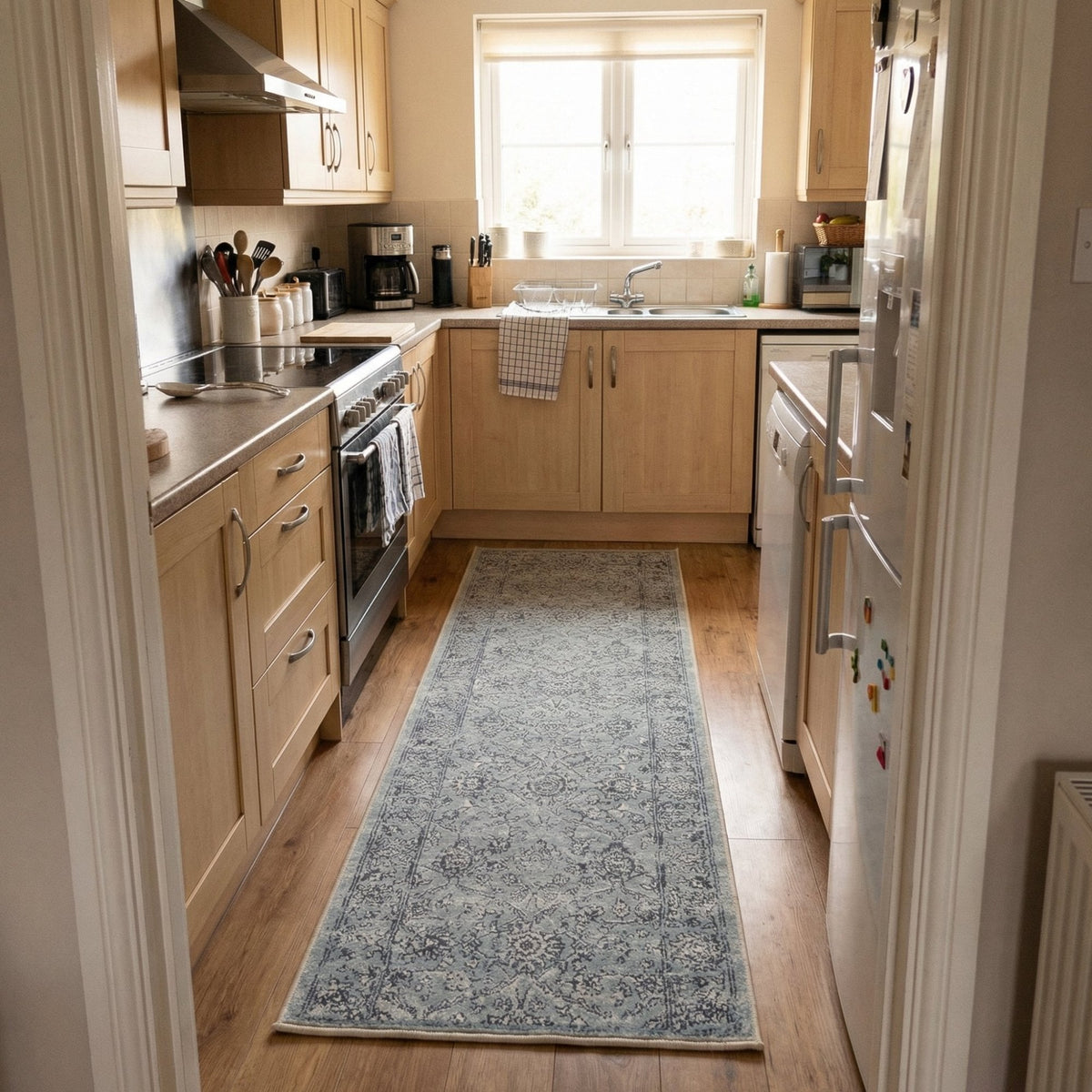 Ancient Garden Steel Blue/Cream 57136-4646 Kitchen Runner