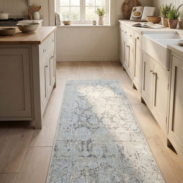 Castilla Cream/Silver 3530-109 Kitchen Runner