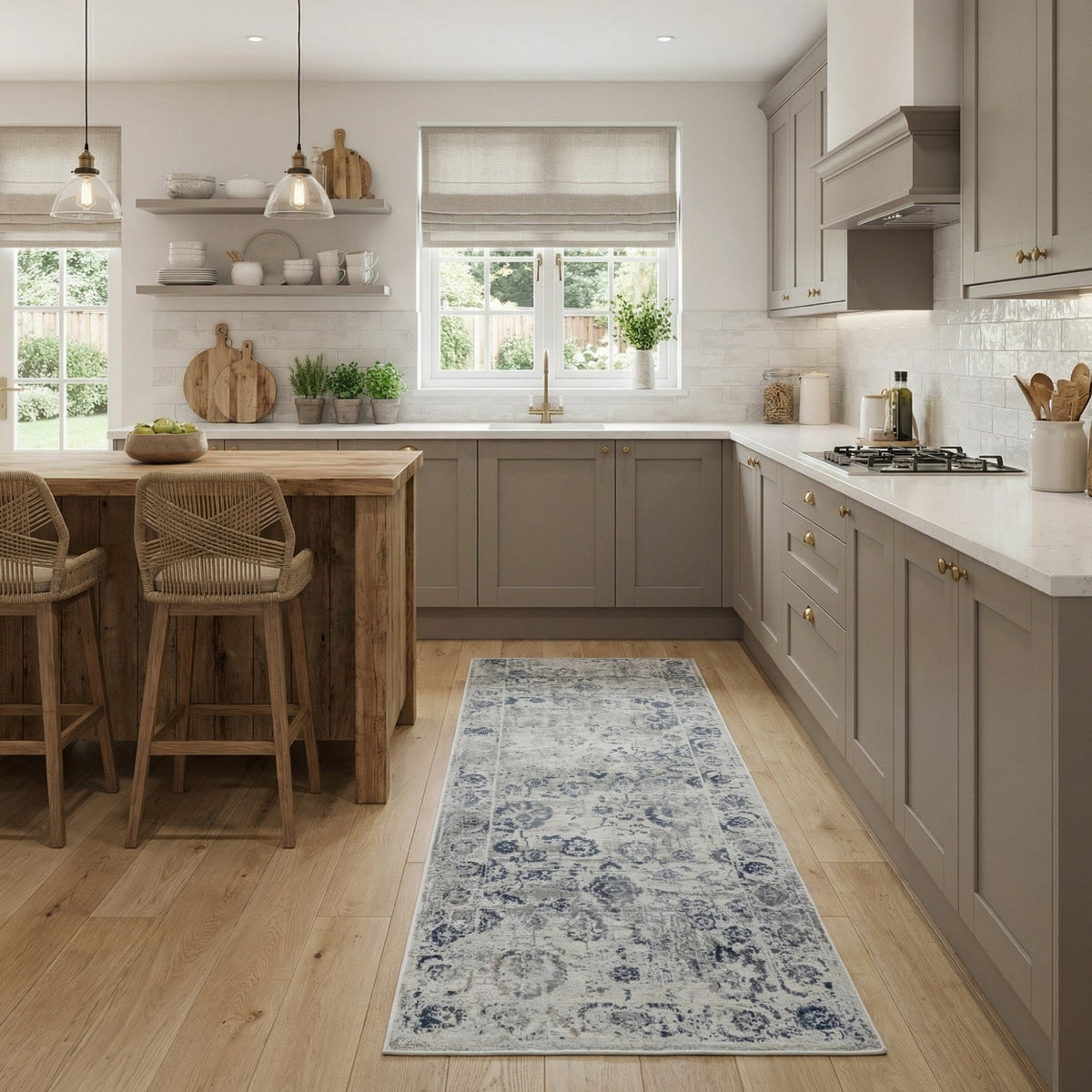 Castilla Gray/Blue 3530-950 Kitchen Runner