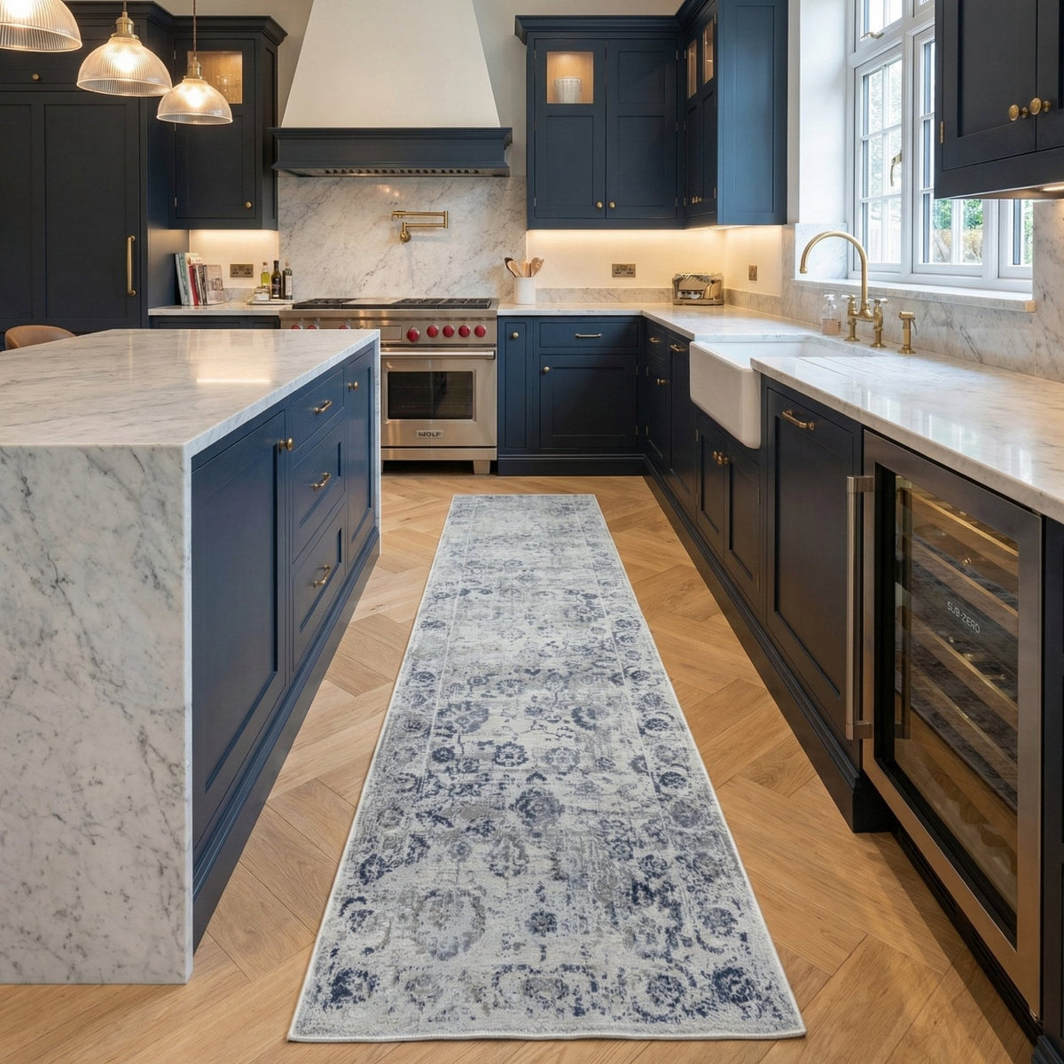 Castilla Gray/Blue 3530-950 Kitchen Runner