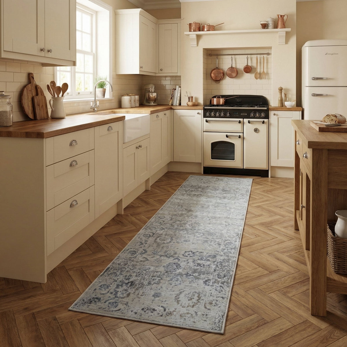 Castilla Ivory/Grey 3530-190 Kitchen Runner
