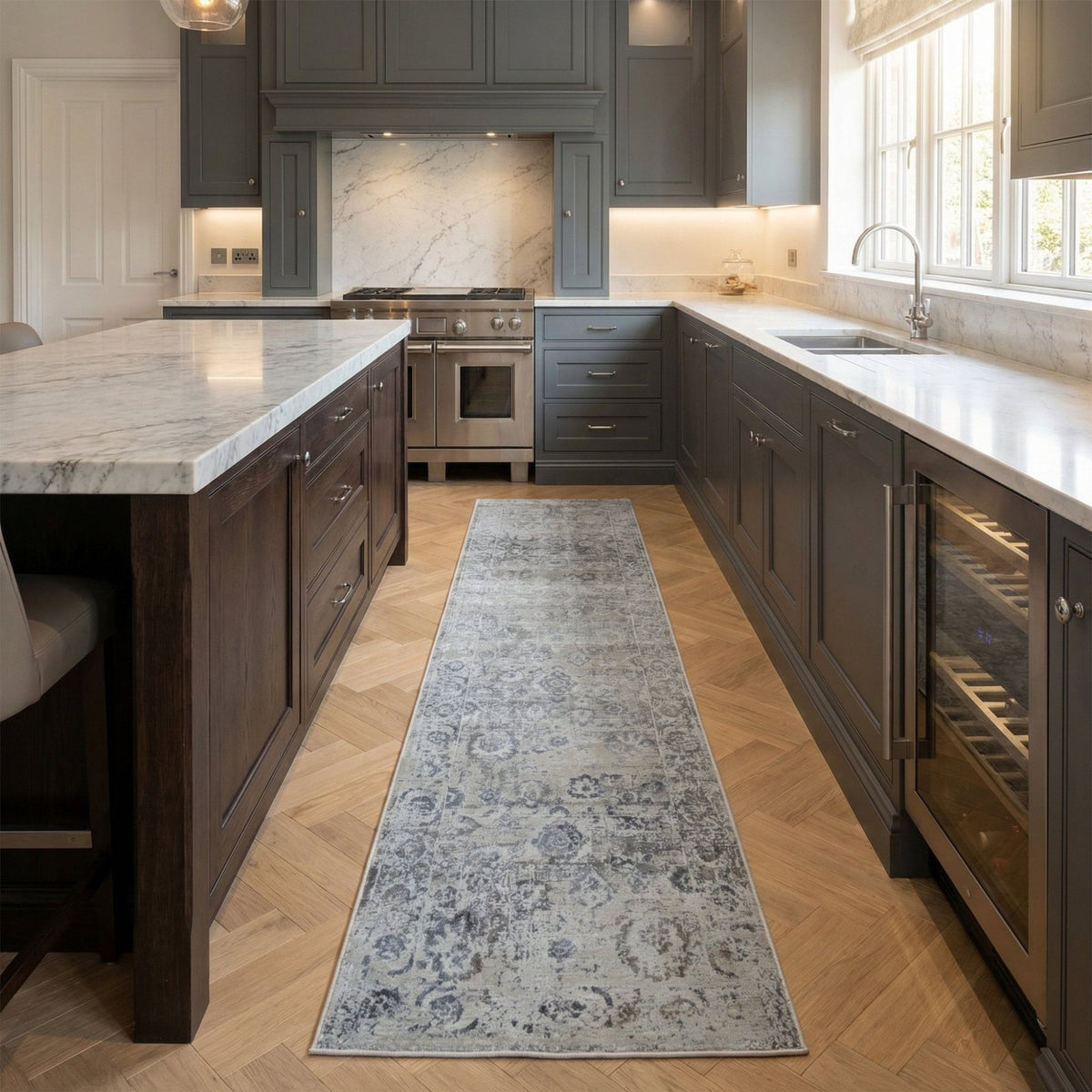 Castilla Ivory/Grey 3530-190 Kitchen Runner