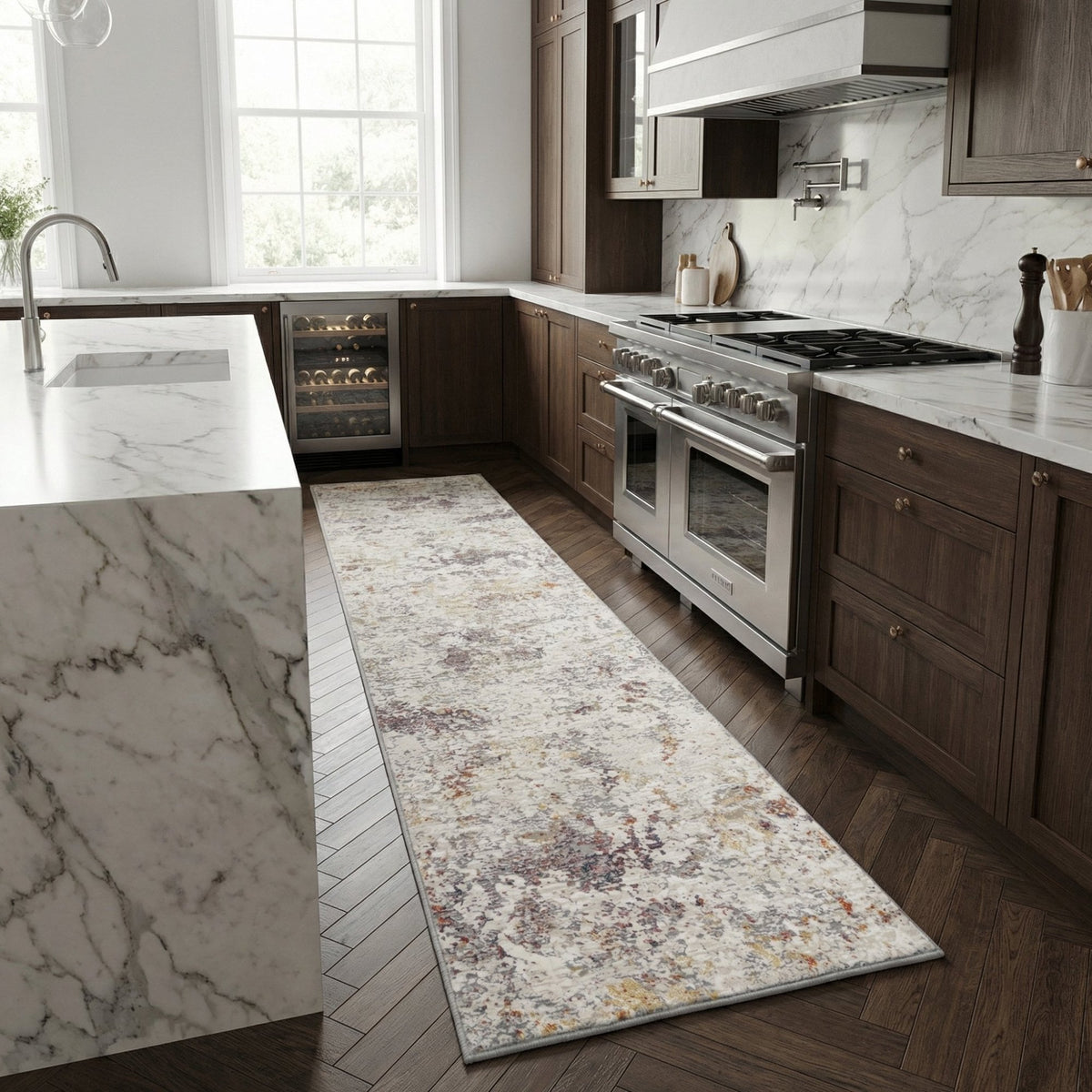 Couture Gray/Gold 52023-6414 Kitchen Runner